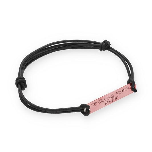 Pulsera Índigo grabación personalizada en Plata de Ley 925 y baño Oro rosa 18k
