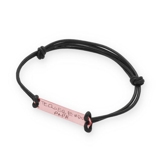 Pulsera Índigo grabación personalizada en Plata de Ley 925 y baño Oro rosa 18k