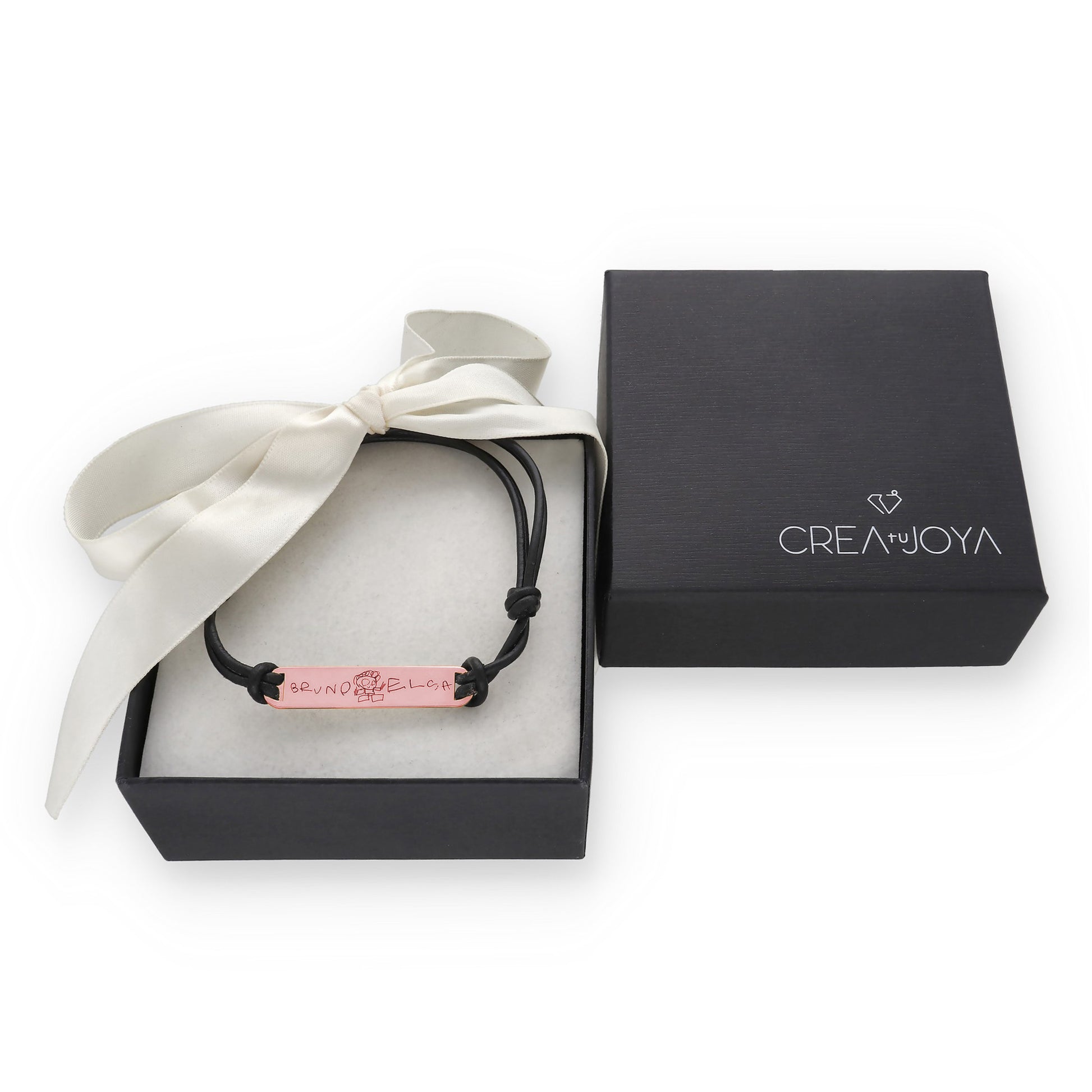 Pulsera Índigo grabación personalizada en Plata de Ley 925 y baño Oro rosa 18k