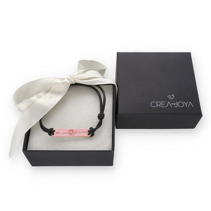 Pulsera Índigo grabación personalizada en Plata de Ley 925 y baño Oro rosa 18k
