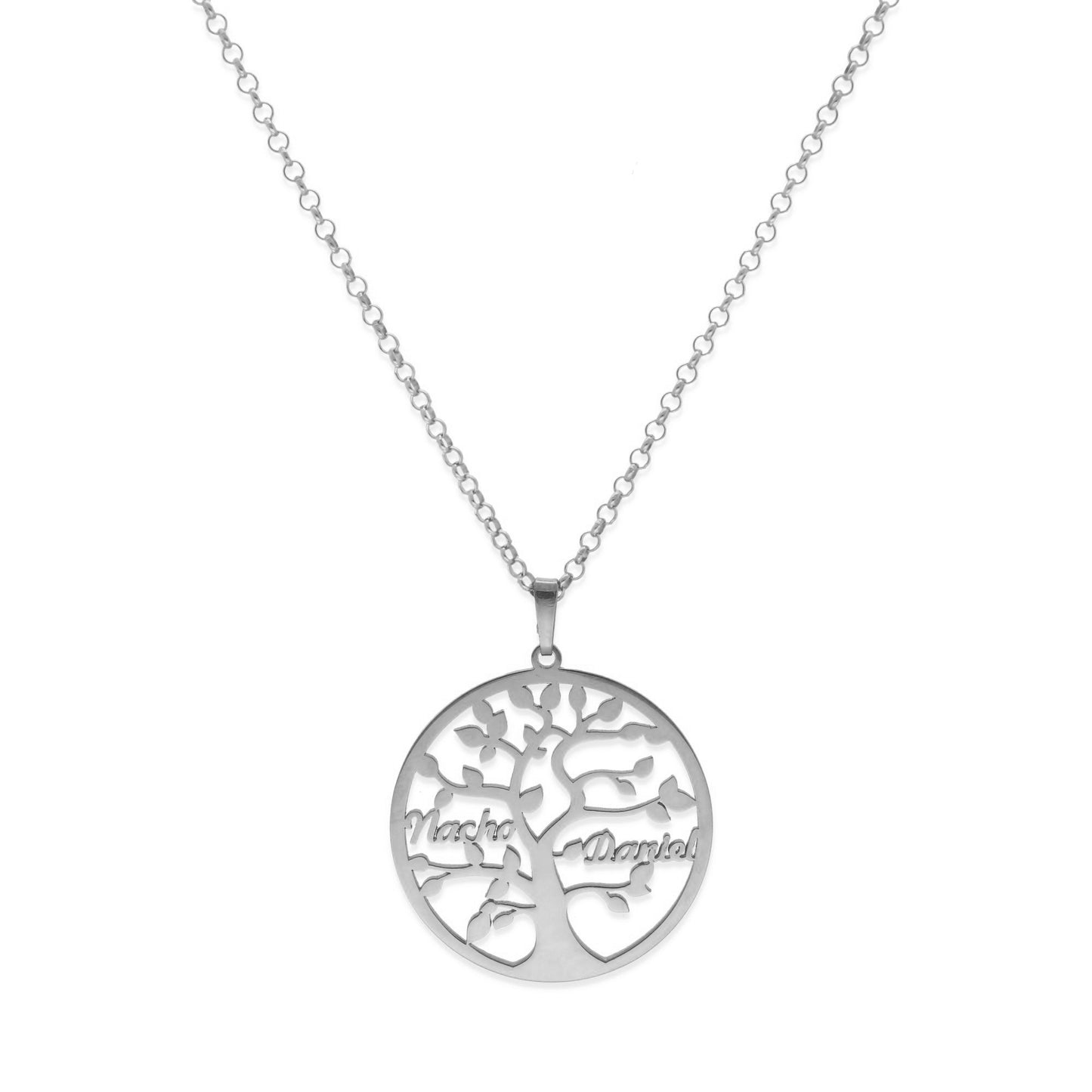 Colgante Árbol de la vida con nombres en Plata de Ley 925 y baño Oro 18k
