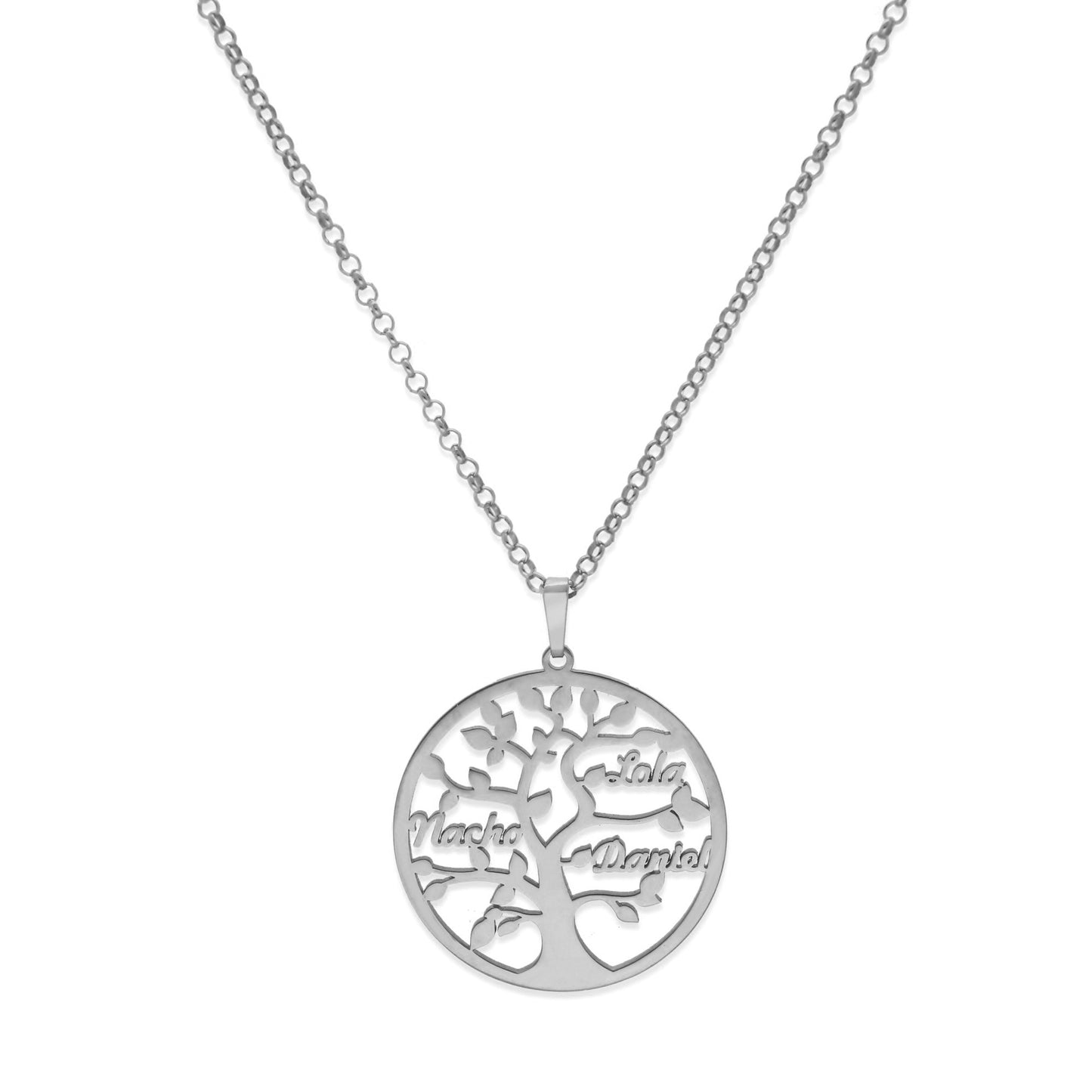 Colgante Árbol de la vida con nombres en Plata de Ley 925 y baño Oro 18k