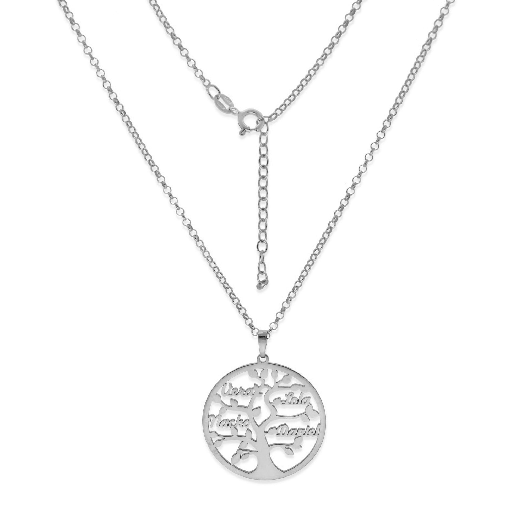 Colgante Árbol de la vida con nombres en Plata de Ley 925 y baño Oro 18k