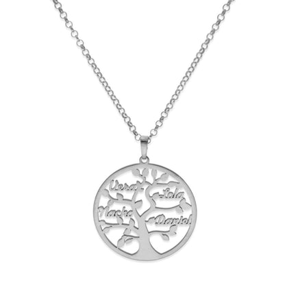 Colgante Árbol de la vida con nombres en Plata de Ley 925 y baño Oro 18k