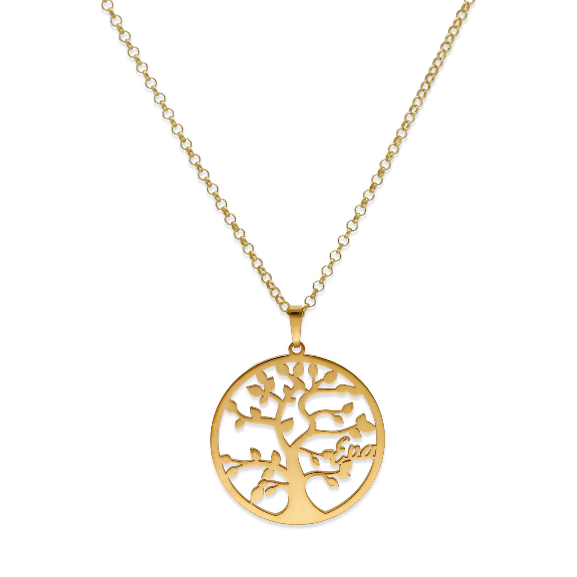Colgante Árbol de la vida con nombres en Plata de Ley 925 y baño Oro 18k