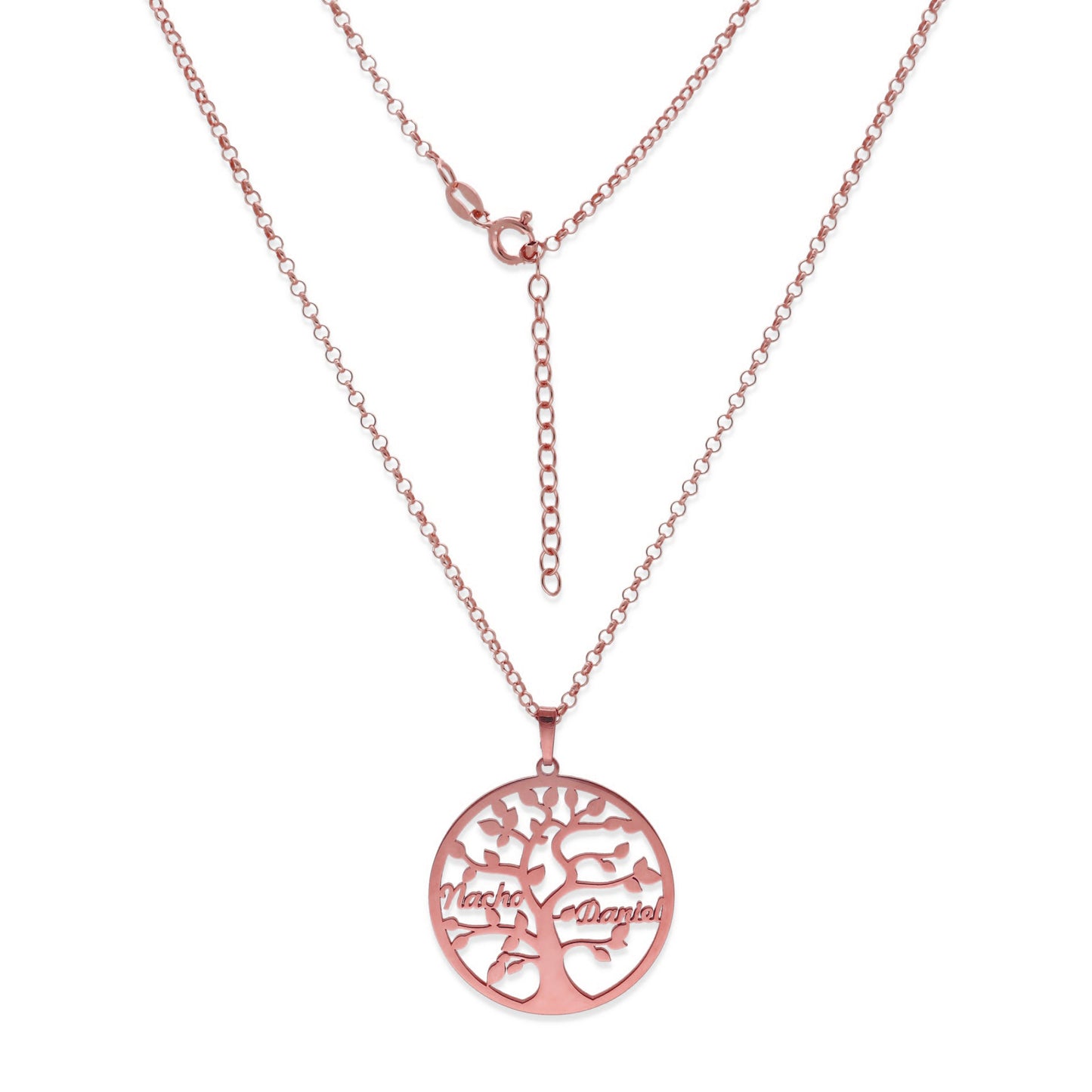 Colgante Árbol de la vida con nombres en Plata de Ley 925 y baño Oro 18k
