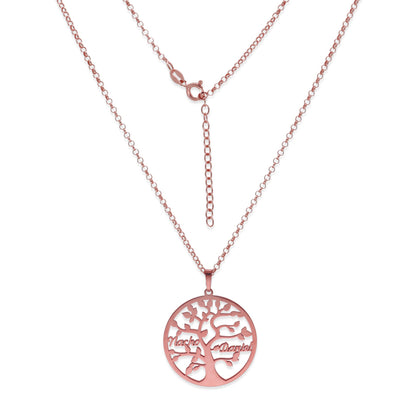 Colgante Árbol de la vida con nombres en Plata de Ley 925 y baño Oro 18k