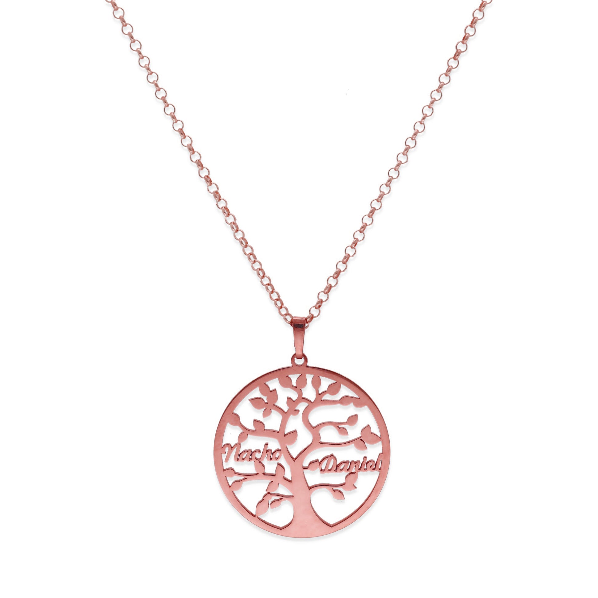 Colgante Árbol de la vida con nombres en Plata de Ley 925 y baño Oro 18k