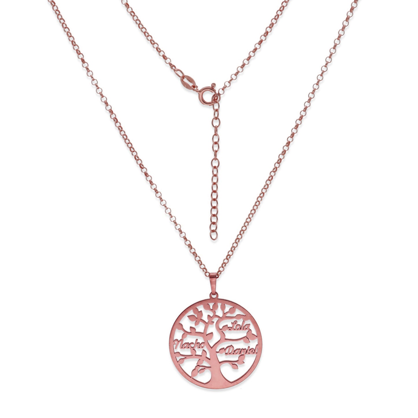 Colgante Árbol de la vida con nombres en Plata de Ley 925 y baño Oro 18k