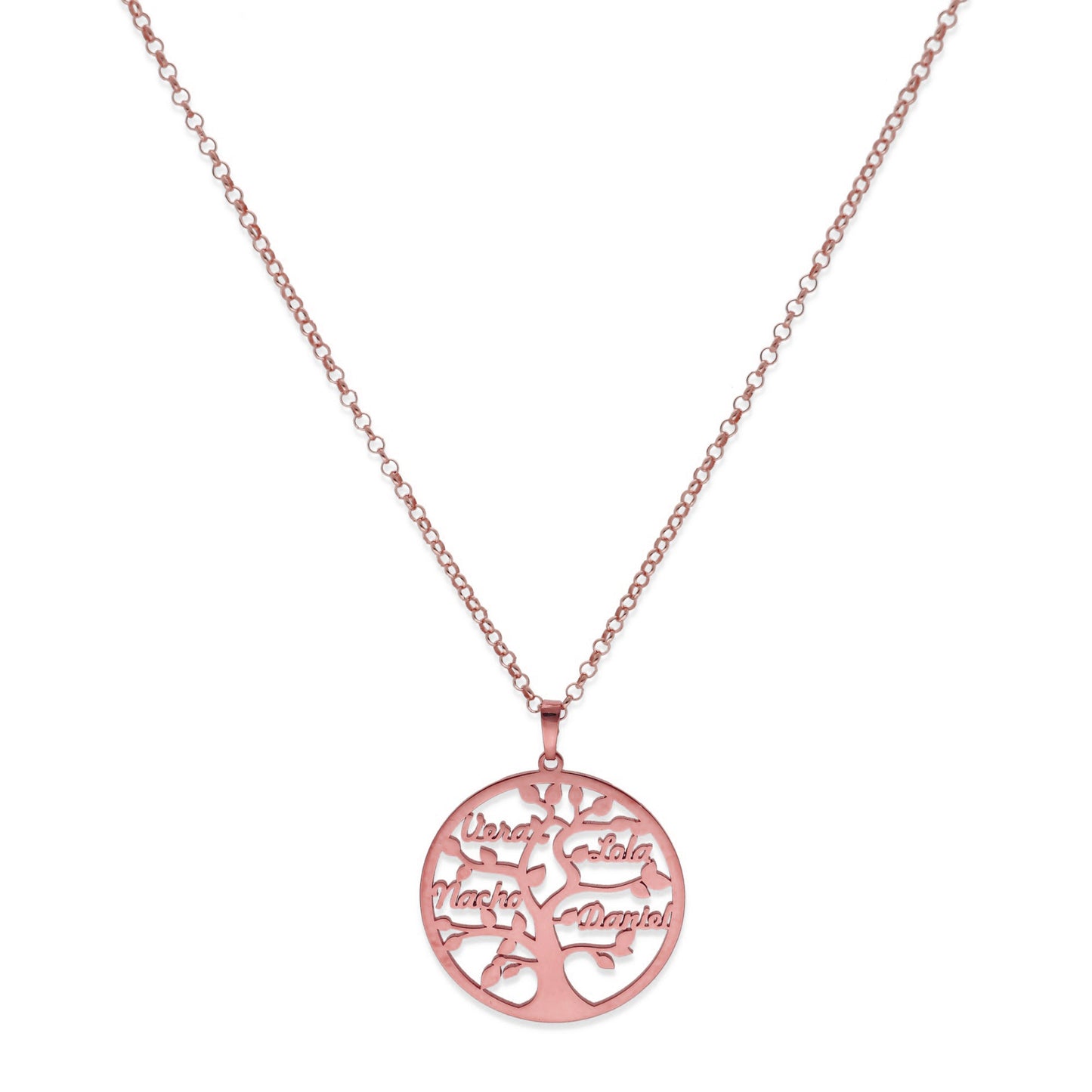 Colgante Árbol de la vida con nombres en Plata de Ley 925 y baño Oro 18k