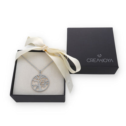 Colgante Árbol de la vida con nombres en Plata de Ley 925 y baño Oro rosa 18k.