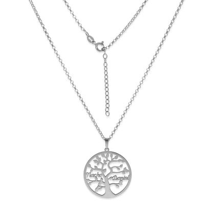 Colgante Árbol de la vida con nombres en Plata de Ley 925 y baño Oro rosa 18k.