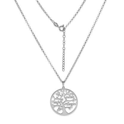 Colgante Árbol de la vida con nombres en Plata de Ley 925 y baño Oro rosa 18k.