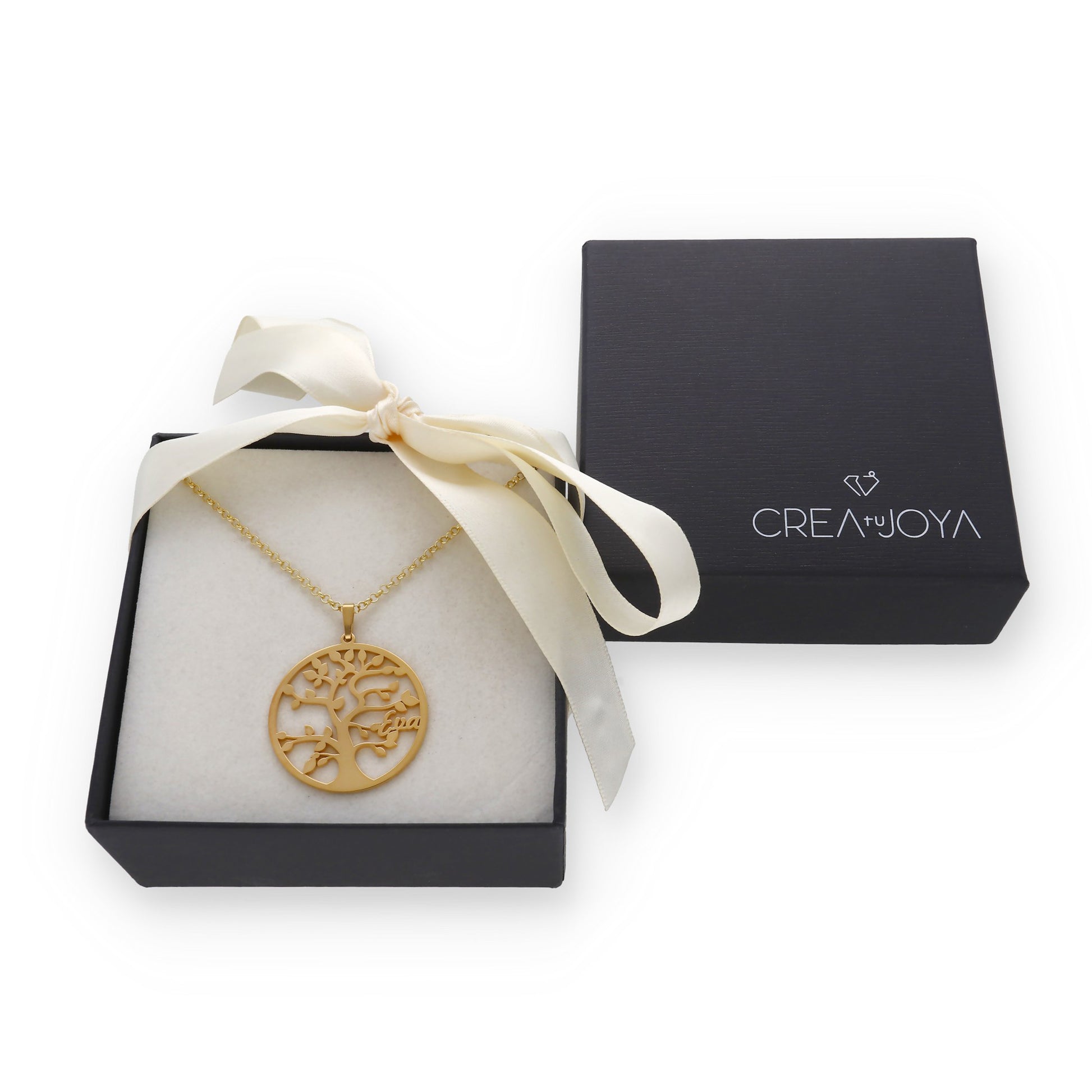 Colgante Árbol de la vida con nombres en Plata de Ley 925 y baño Oro rosa 18k.