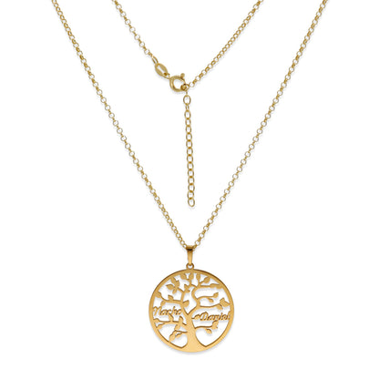 Colgante Árbol de la vida con nombres en Plata de Ley 925 y baño Oro rosa 18k.