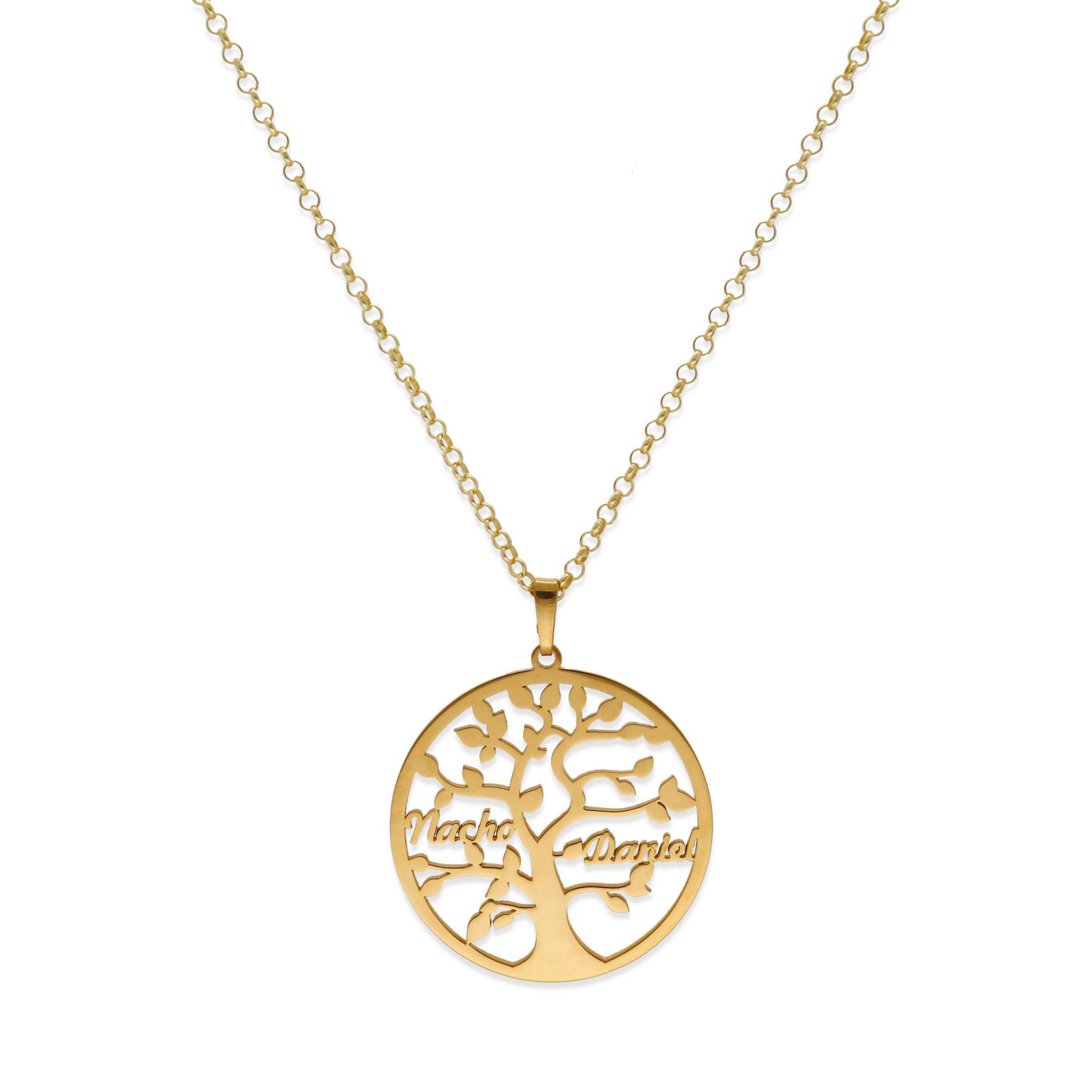 Colgante Árbol de la vida con nombres en Plata de Ley 925 y baño Oro rosa 18k.