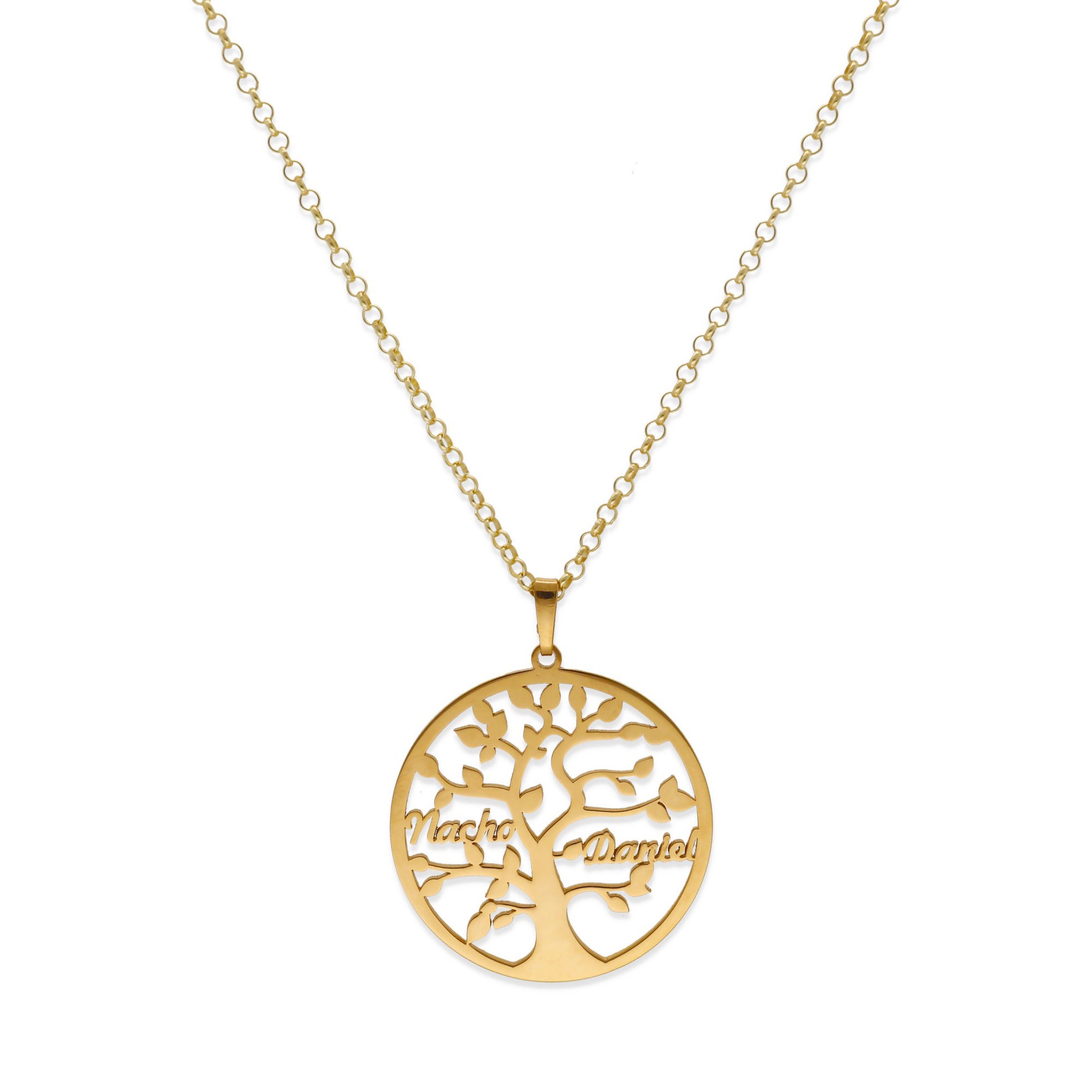 Colgante Árbol de la vida con nombres en Plata de Ley 925 y baño Oro rosa 18k.