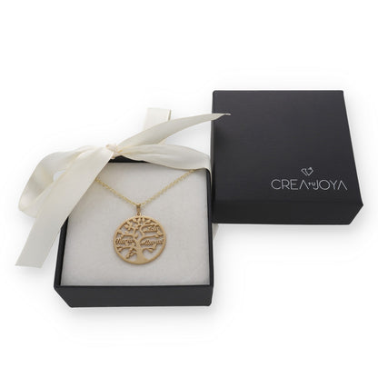 Colgante Árbol de la vida con nombres en Plata de Ley 925 y baño Oro rosa 18k.