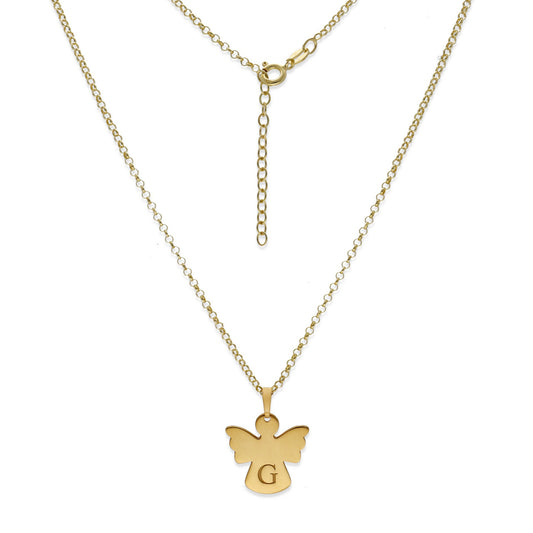 Colgante Ángel Inicial en Plata 925 y Baño Oro 18k