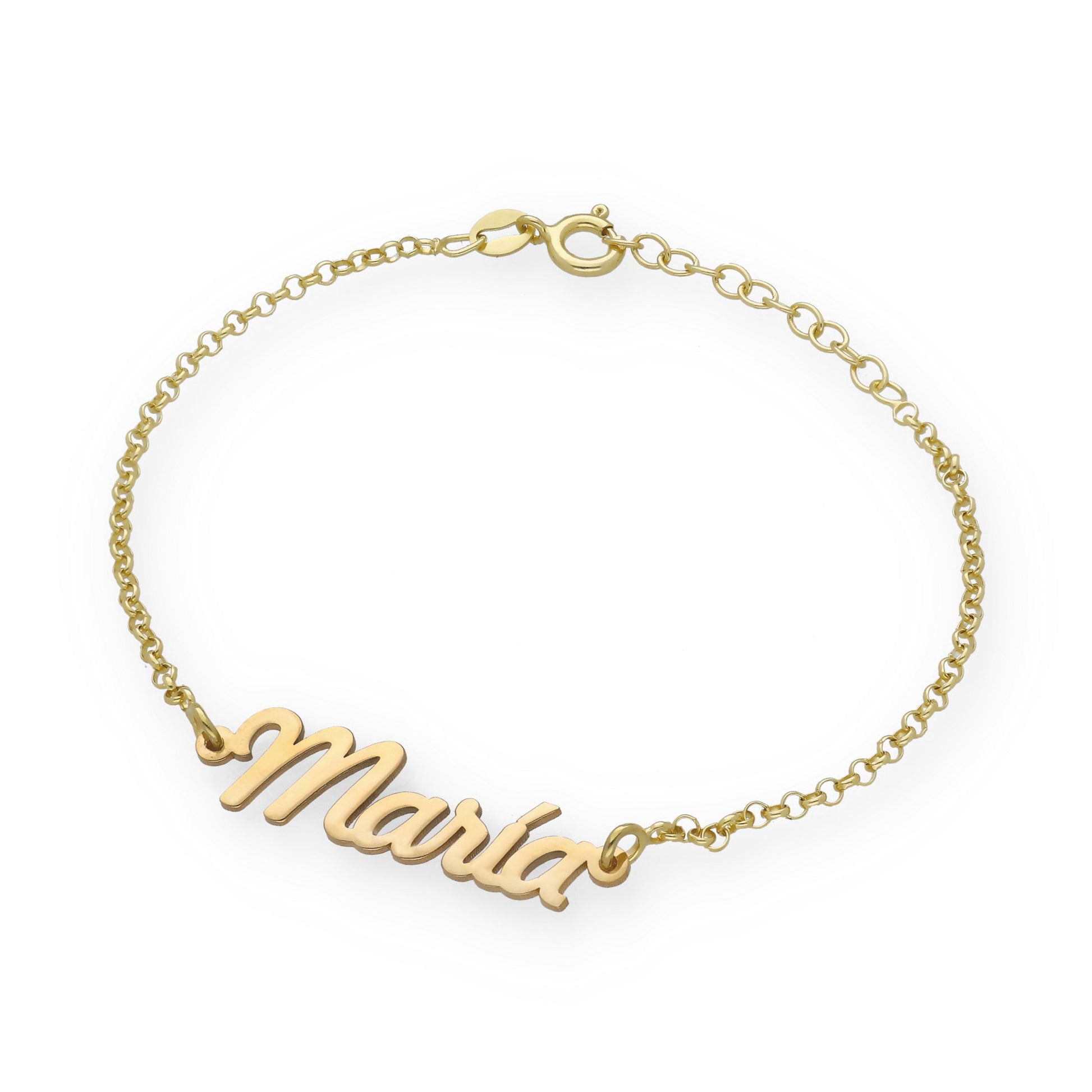 Pulsera Nombre en Plata de Ley 925 y baño Oro 18k