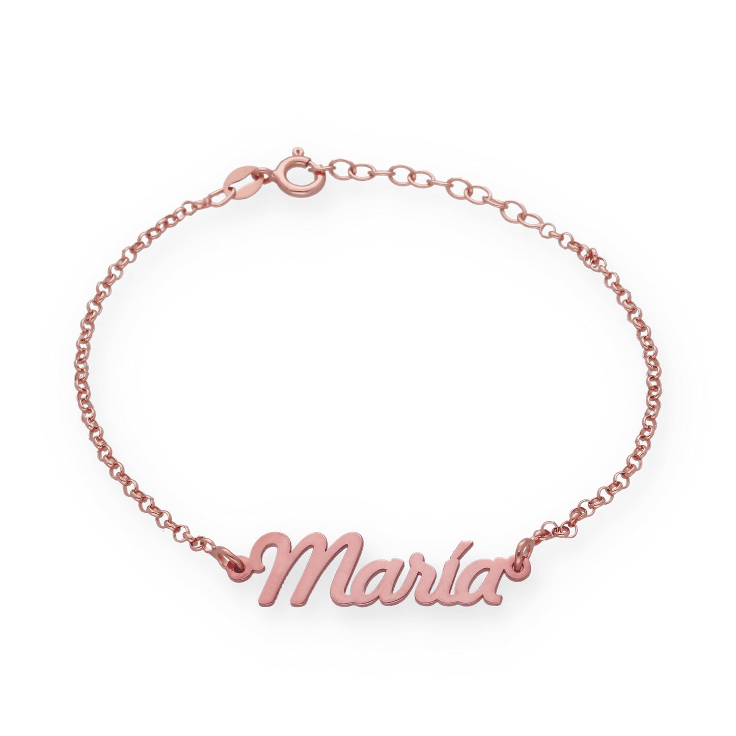 Pulsera Nombre en Plata de Ley 925 y baño Oro rosa 18k.