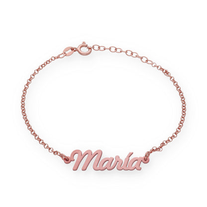 Pulsera Nombre en Plata de Ley 925 y baño Oro rosa 18k.