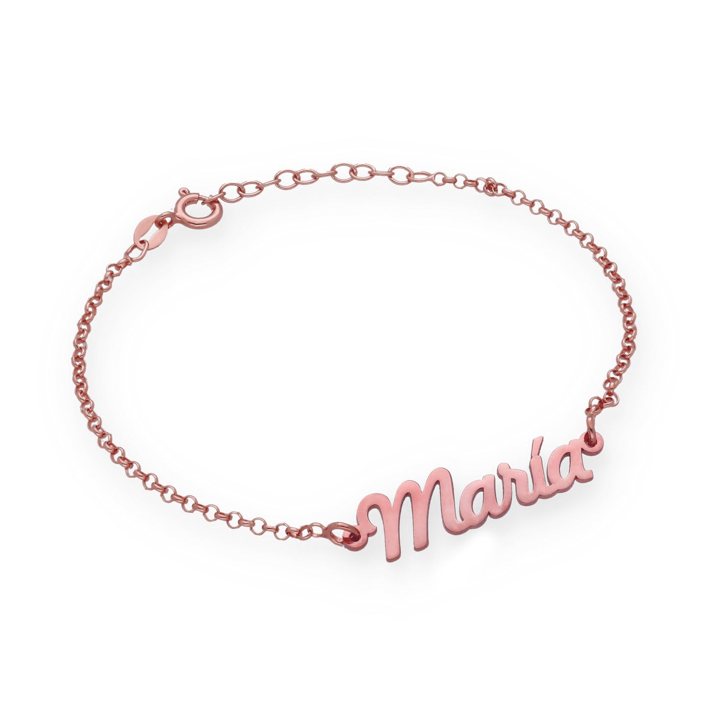 Pulsera Nombre en Plata de Ley 925 y baño Oro rosa 18k.