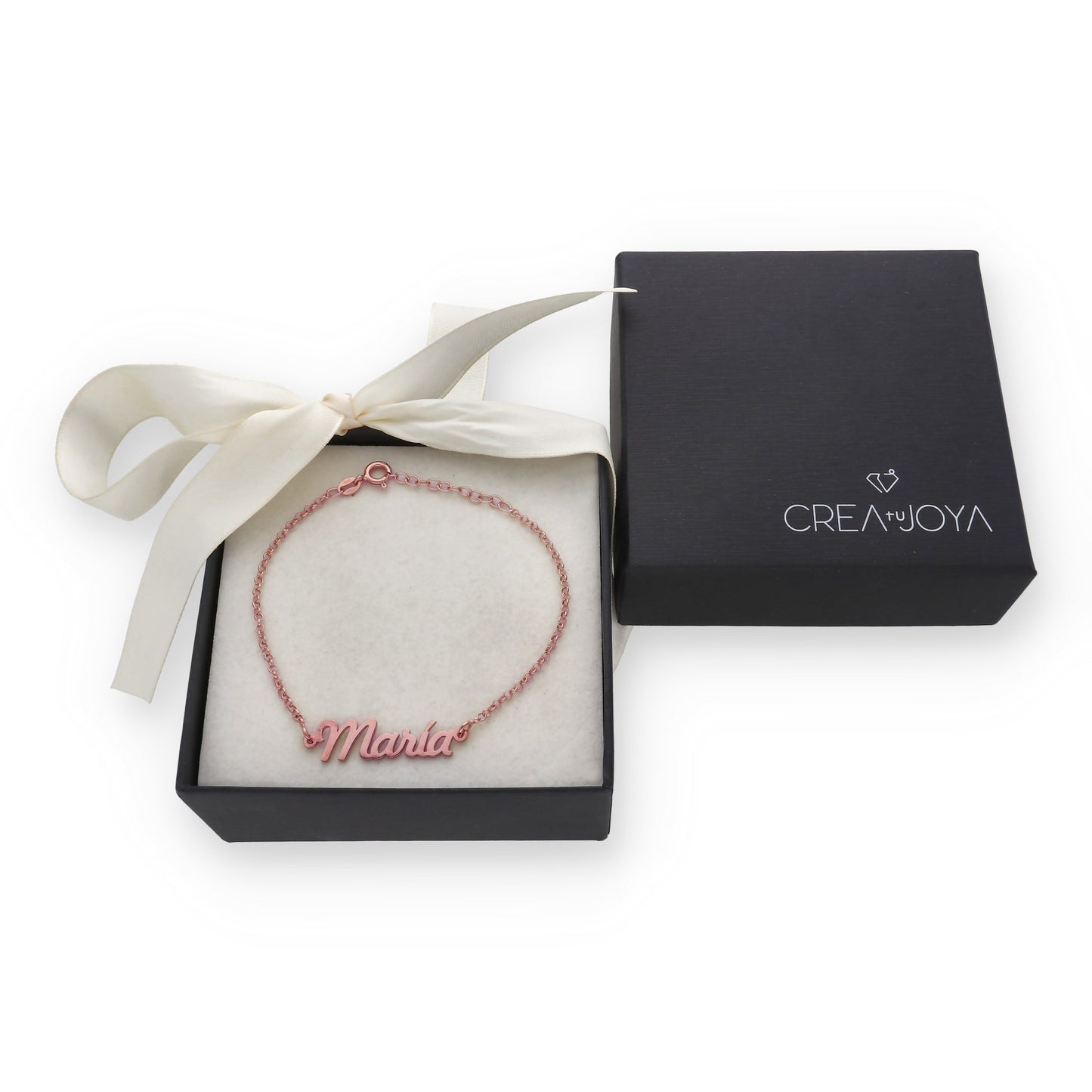 Pulsera Nombre en Plata de Ley 925 y baño Oro rosa 18k.