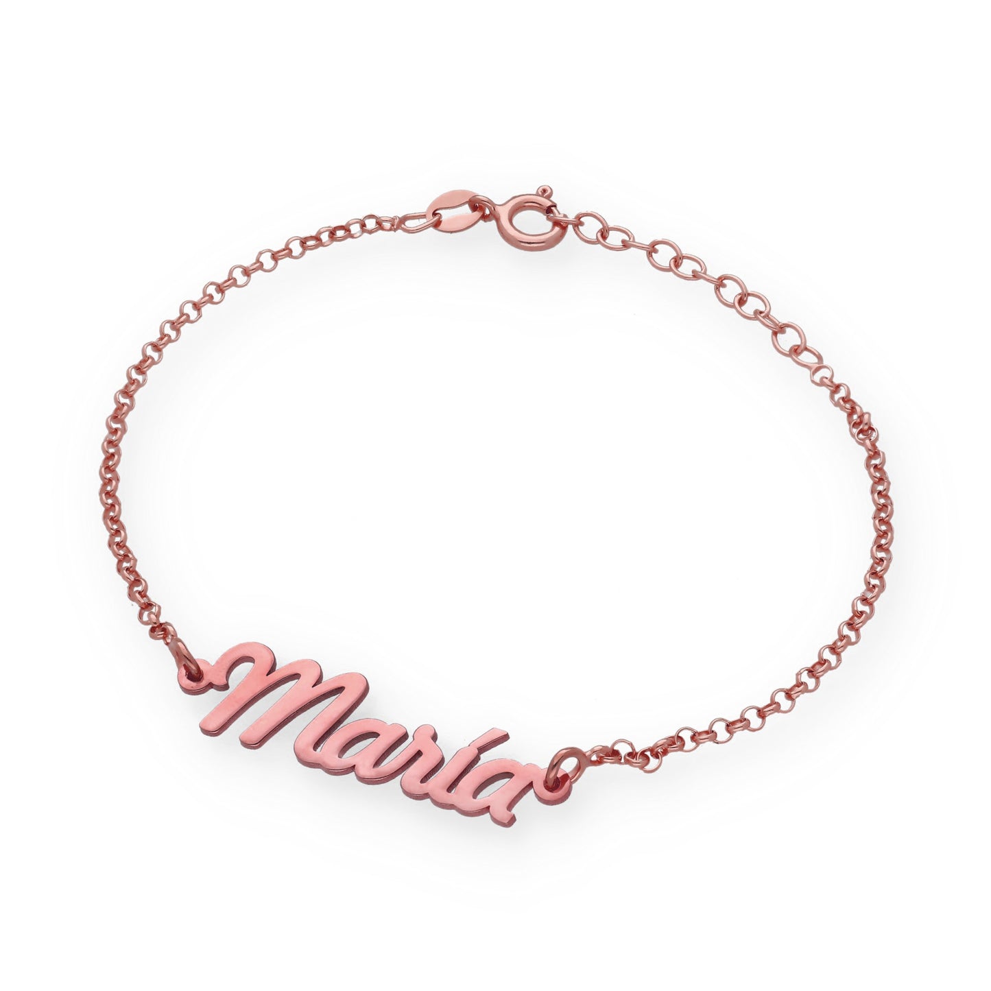 Pulsera Nombre en Plata de Ley 925 y baño Oro rosa 18k.