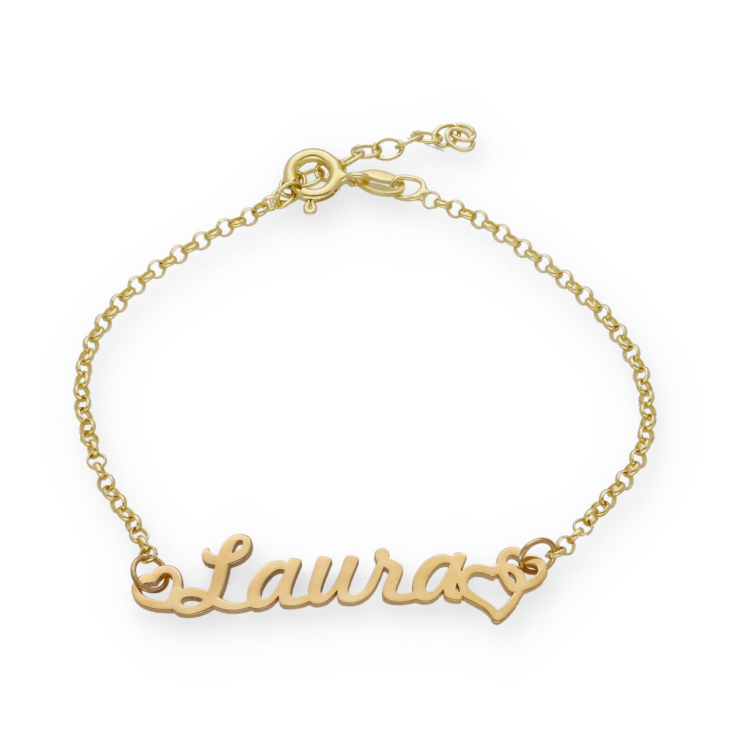 Pulsera Love Nombre en Plata de Ley 925 y baño Oro 18k