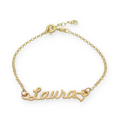 Pulsera Love Nombre en Plata de Ley 925 y baño Oro 18k