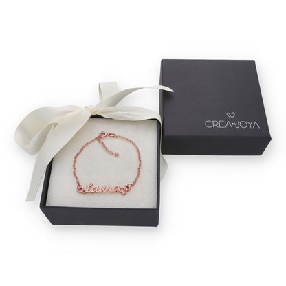 Pulsera Love Nombre en Plata de Ley 925 y baño Oro 18k