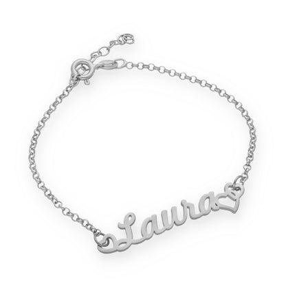 Pulsera Love Nombre en Plata de Ley 925 y baño Oro rosa 18k
