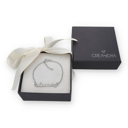 Pulsera Love Nombre en Plata de Ley 925 y baño Oro rosa 18k