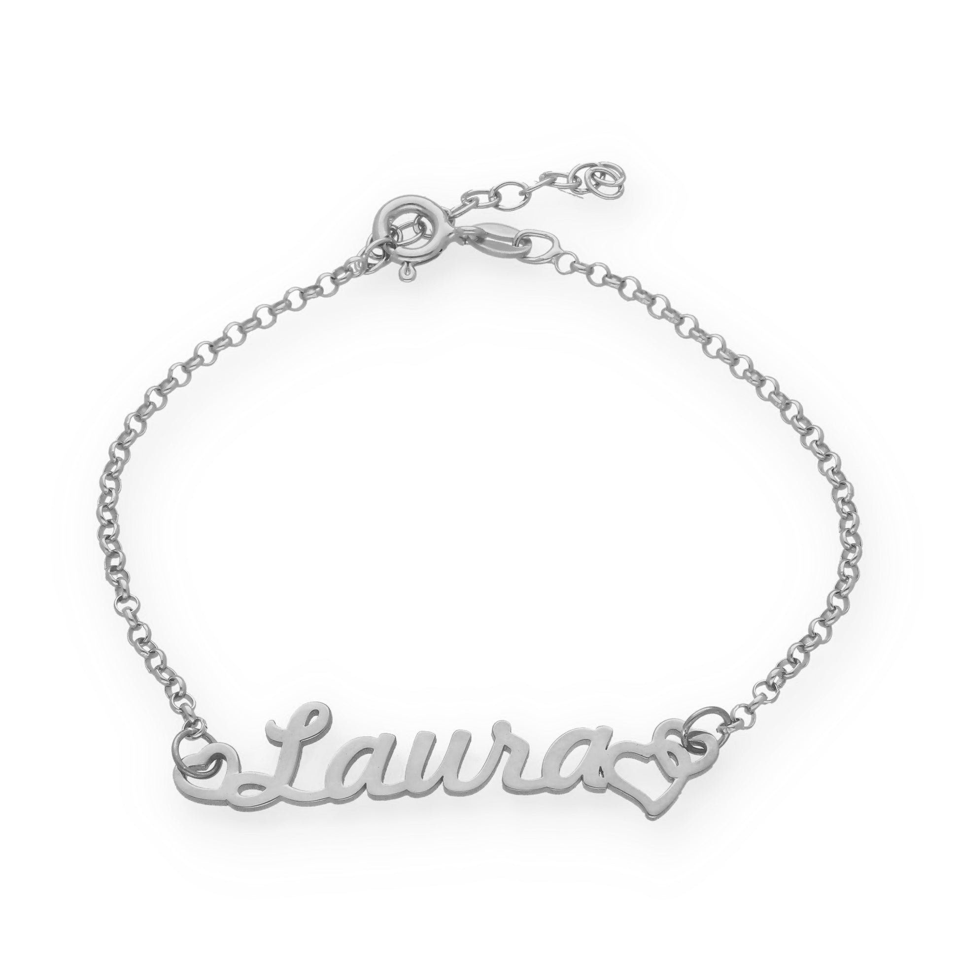 Pulsera Love Nombre en Plata de Ley 925 y baño Oro rosa 18k