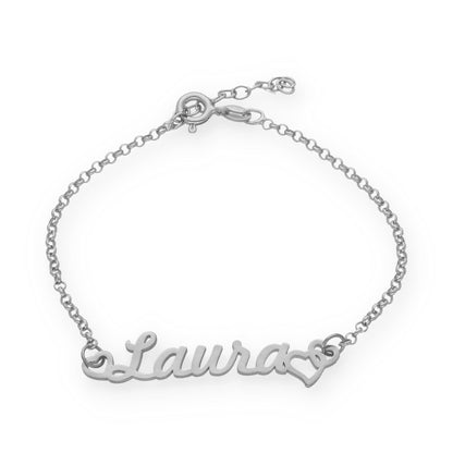 Pulsera Love Nombre en Plata de Ley 925 y baño Oro rosa 18k