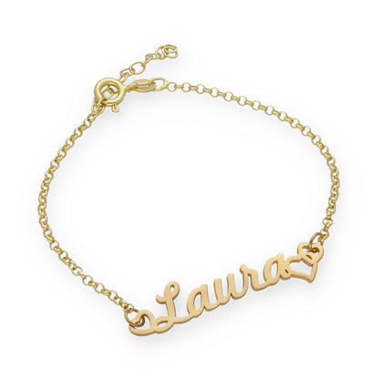 Pulsera Love Nombre en Plata de Ley 925 y baño Oro rosa 18k