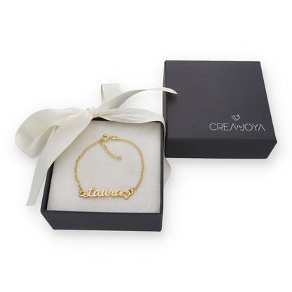 Pulsera Love Nombre en Plata de Ley 925 y baño Oro rosa 18k