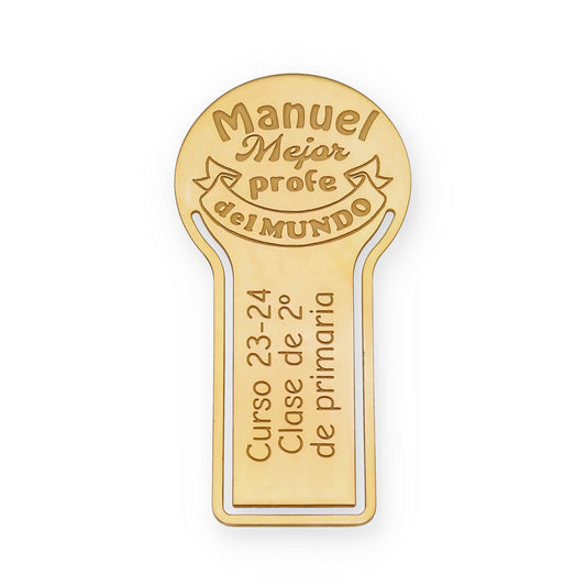 Marcapáginas Fin de curso en Plata de Ley 925 y baño Oro 18k