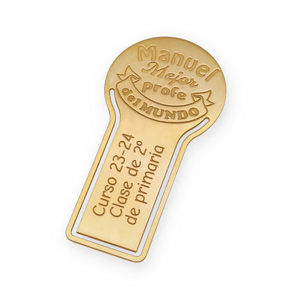 Marcapáginas Fin de curso en Plata de Ley 925 y baño Oro 18k