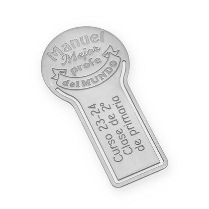 Marcapáginas Fin de curso en Plata de Ley 925 y baño Oro rosa 18k