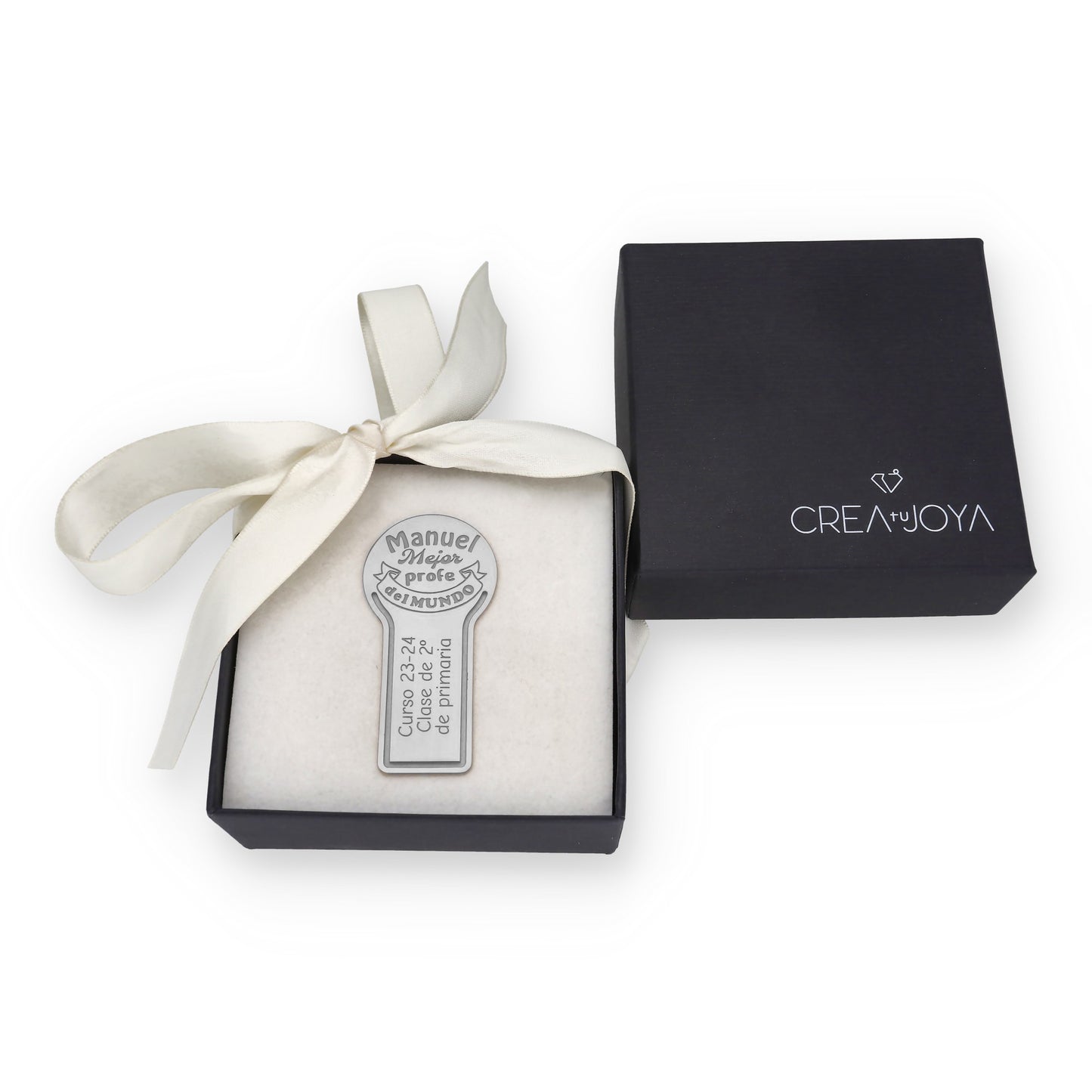 Marcapáginas Fin de curso en Plata de Ley 925 y baño Oro rosa 18k