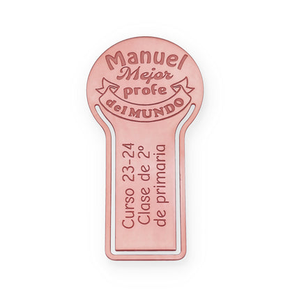Marcapáginas Fin de curso en Plata de Ley 925 y baño Oro rosa 18k