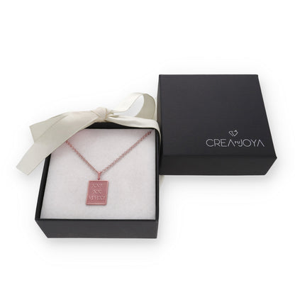 Colgante Aulo Fecha números Romanos en Plata de Ley 925 y baño Oro rosa 18k