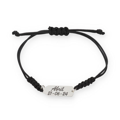 Pulsera Lápiz Gracias Profe en Plata de Ley 925 y macramé con baño Oro 18k