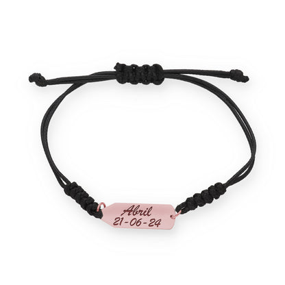 Pulsera Lápiz Gracias Profe en Plata de Ley 925 y macramé con baño Oro 18k