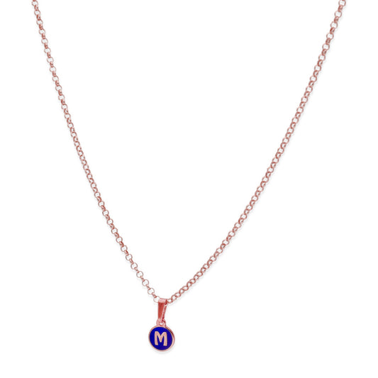 Colgante Aisha Inicial Esmaltado en Plata de Ley y baño Oro rosa 18k