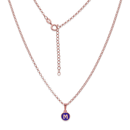 Colgante Aisha Inicial Esmaltado en Plata de Ley y baño Oro rosa 18k