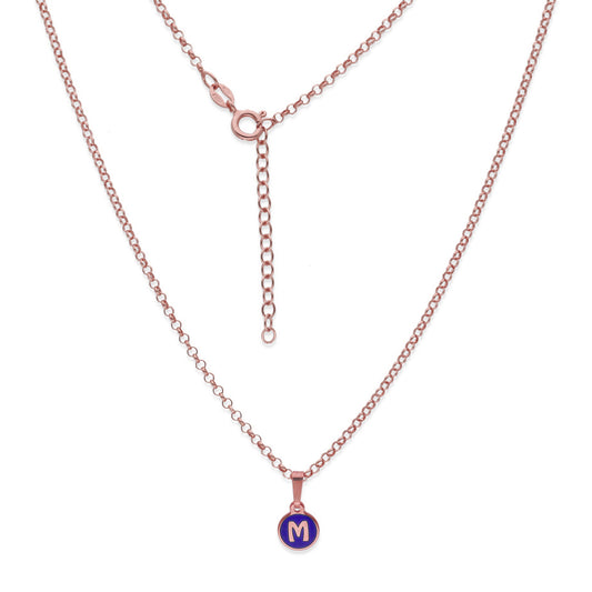 Colgante Aisha Inicial Esmaltado en Plata de Ley y baño Oro rosa 18k