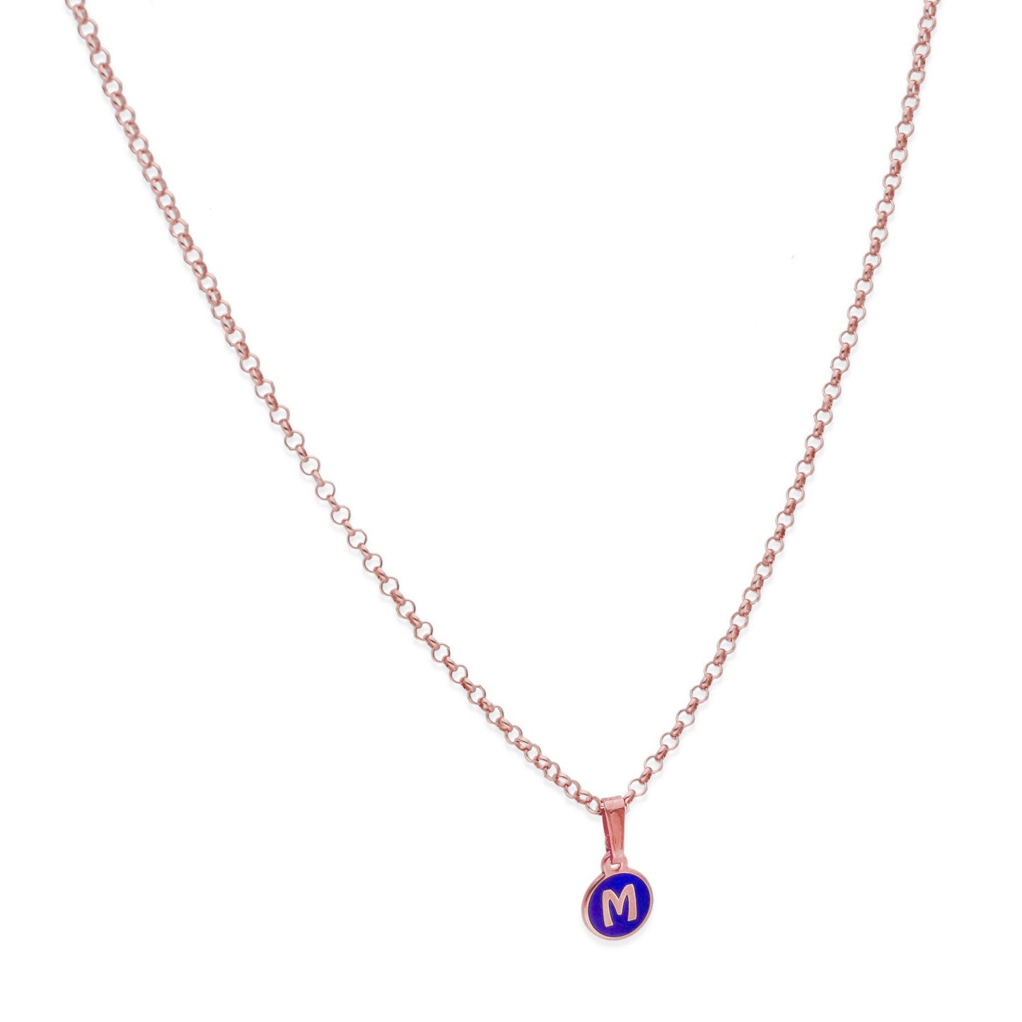 Colgante Aisha Inicial Esmaltado en Plata de Ley y baño Oro rosa 18k